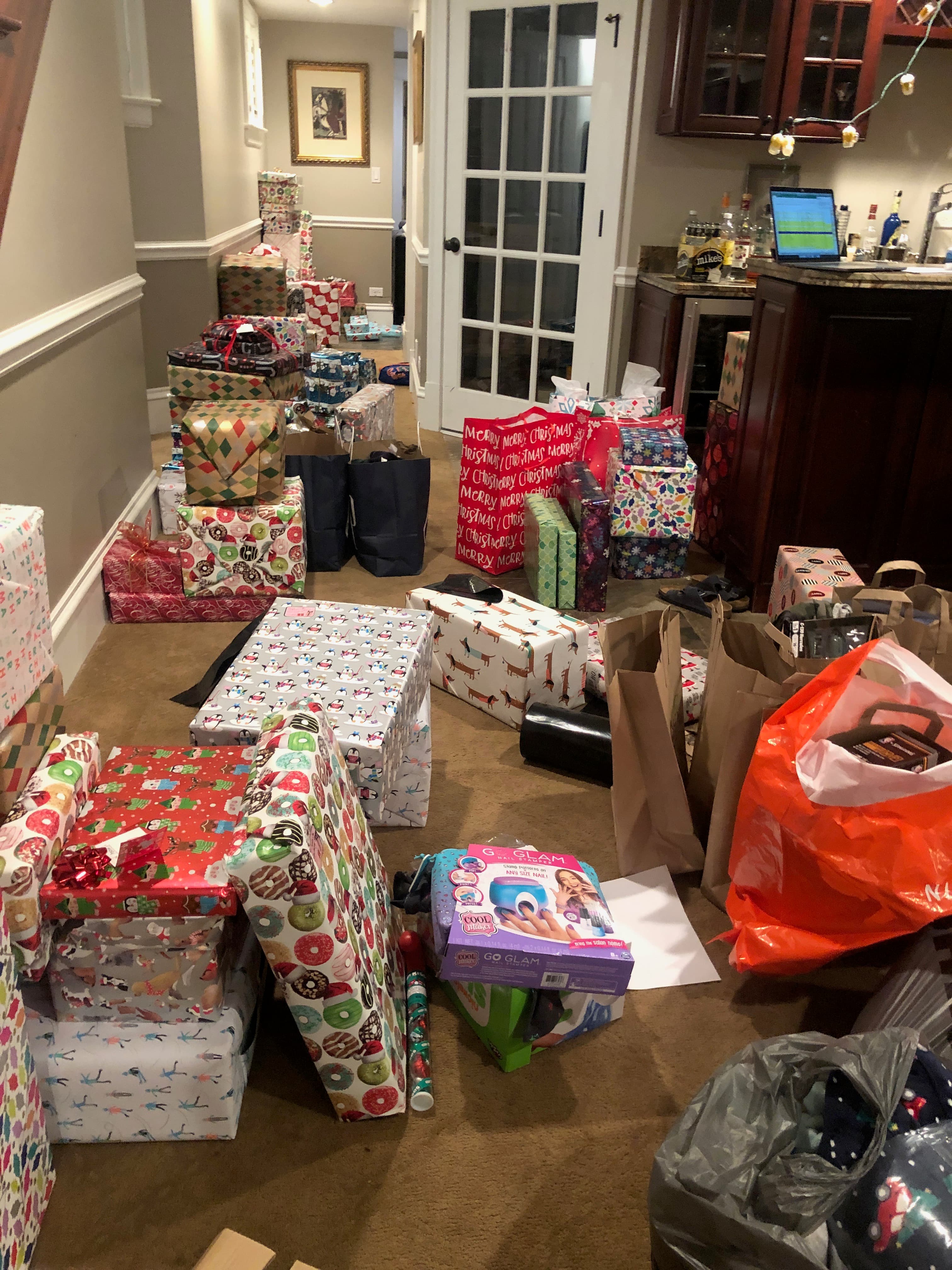 Wrapped gifts ready for children